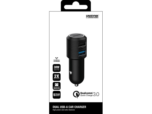 UNISYNK Dual USB Car Charger QC3+2.4 A UNISYNK Dual USB Car Charger QC3+2.4 A