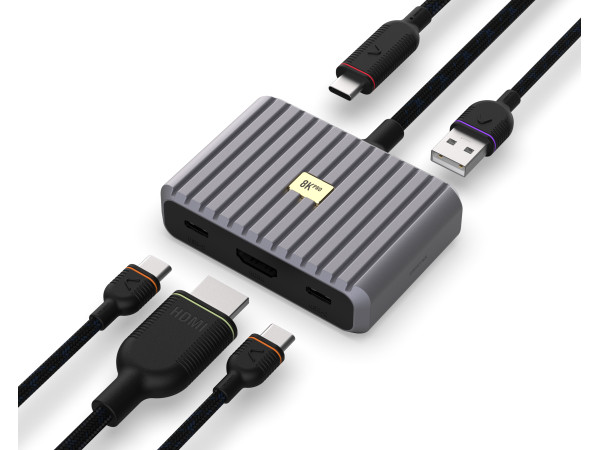 Unisynk 5 port USB-C Hub 8K 100W Grey
