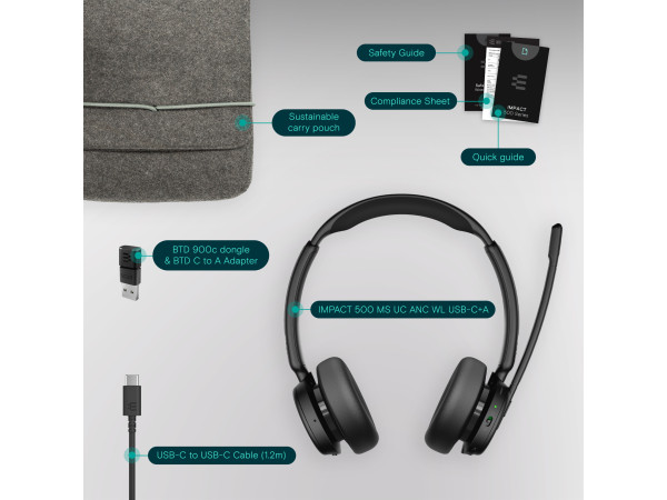 EPOS IMPACT 500 MS UC ANC WL USB-C+A