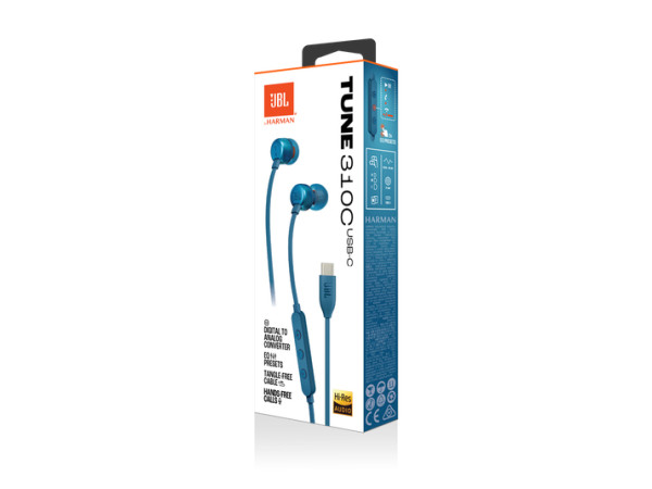 JBL Tune 310C,  In-Ear Wired, Blue